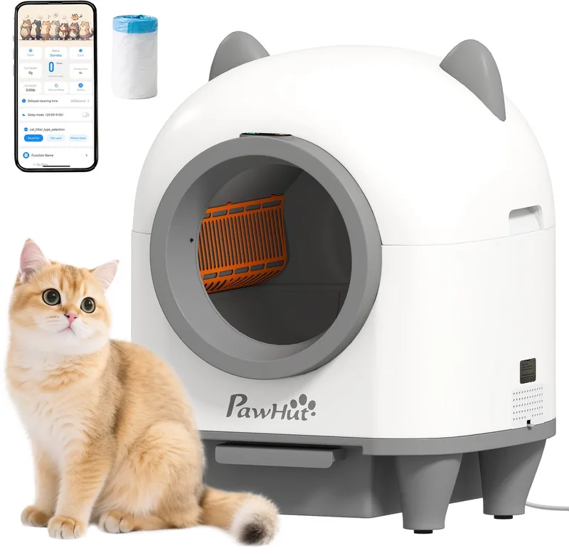 zelfreinigende kattenbak - PP - 55,5 x 51 x 60 cm - wit de PawHut – photo produit