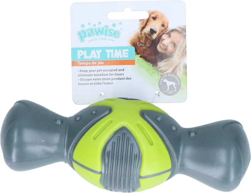 Dog Squeaky Bone – Piepend hondenspeelgoed – Diverse texturen – Eenvoudig te reinigen – Flexibel – 8 cm by Pawise in Green – product photo