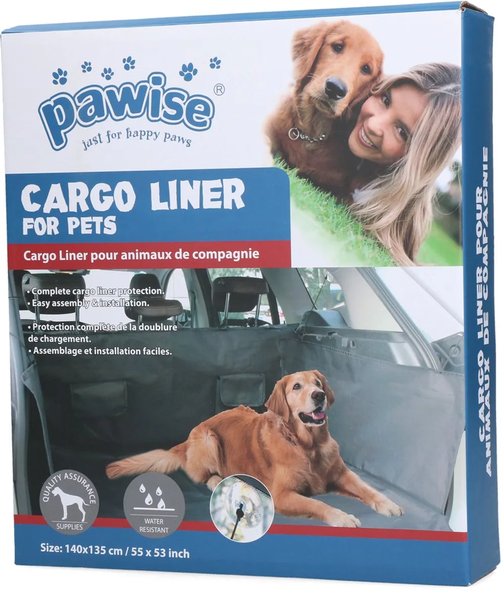 Honden Autodeken voor Kofferbak - Waterbestendig - Optimale bescherming - Met zuignappen - Extra bumper bescherming - 140x135 cm van Pawise in Grijs – productfoto