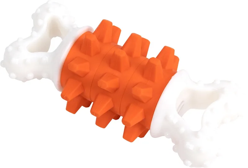 kauwspeelgoed – Kauwbot met Giggle-geluid – Kauwstaaf in de vorm van een Bot by Pawise in Orange – product photo