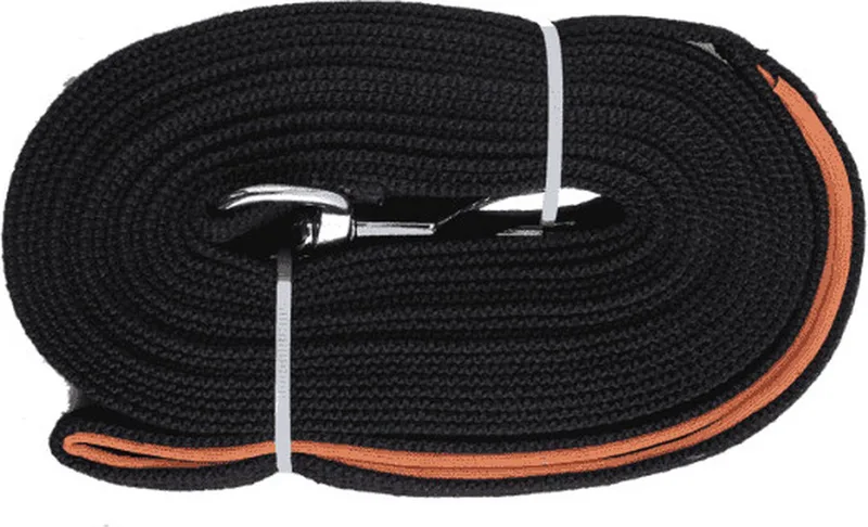 Lange trainingslijn – Hondenriem 10 meter – Brede band met grip – Ideaal voor hondentraining – Uitlaatriem van katoen von Pawise in Schwarz – Produktfoto
