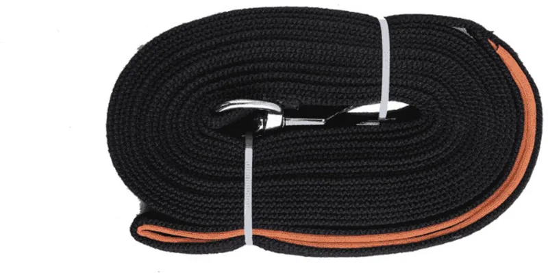Lange trainingslijn – Hondenriem 5 meter – Extra lang - Brede band met grip – Uitlaatriem - Hoge kwaliteit katoen de Pawise en Noir – photo produit