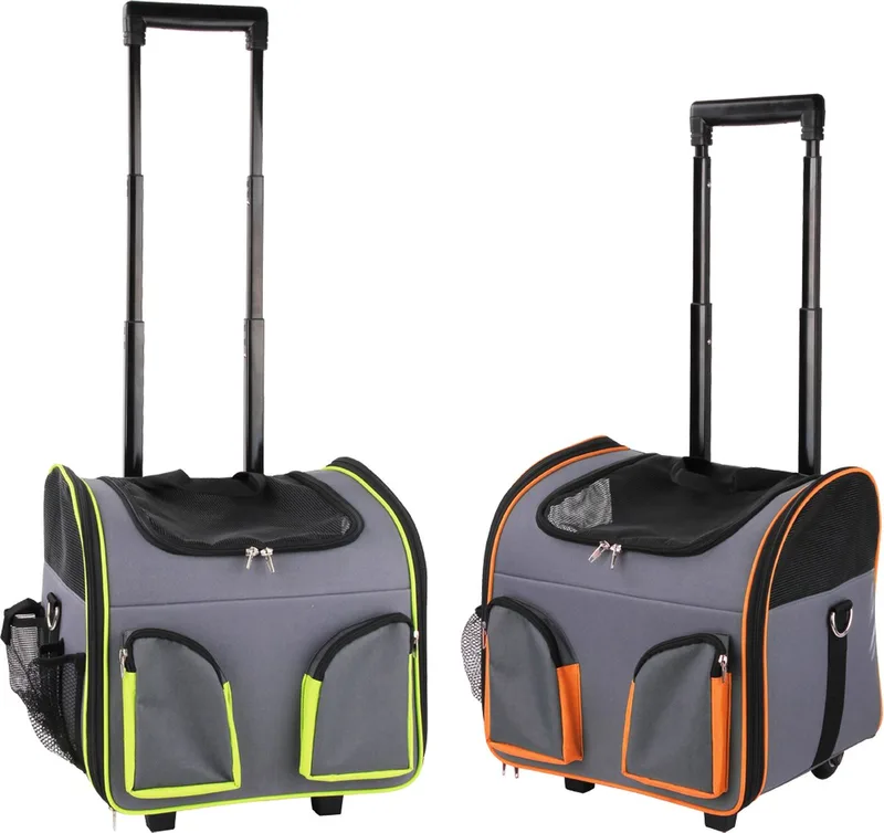 Luxe Katten & Honden Trolley – Tot 7kg – Reismand – Vensters & Vakken – Grijs – 37x27x33 cm de Pawise en Transparent – photo produit