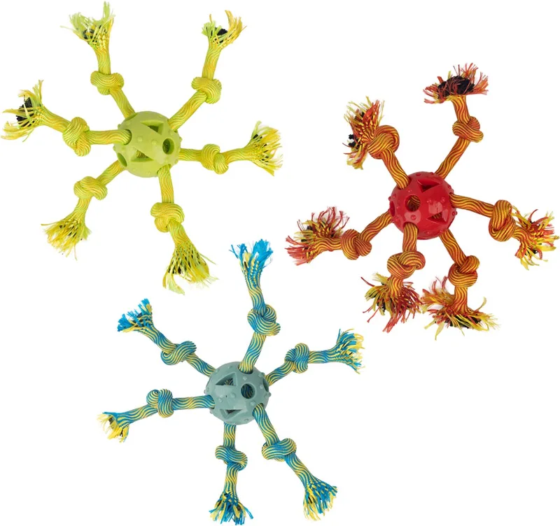 Play-N-Tug Multi Rope Octopus – Hondenspeelgoed – Apporteer- en Kauwspeelgoed - Veelzijdige speeltje – Urenlang Speelplezier - voor Binnen en Buiten by Pawise in Assorti – product photo