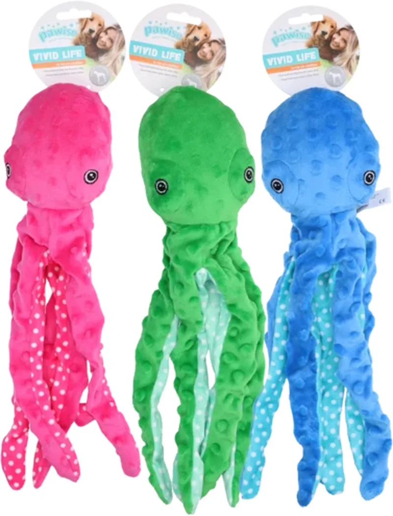 Plush Octopus - Hondenspeelgoed - Hondenknuffel - Pluche - S - 1 Stuk de Pawise en Assorti – photo produit