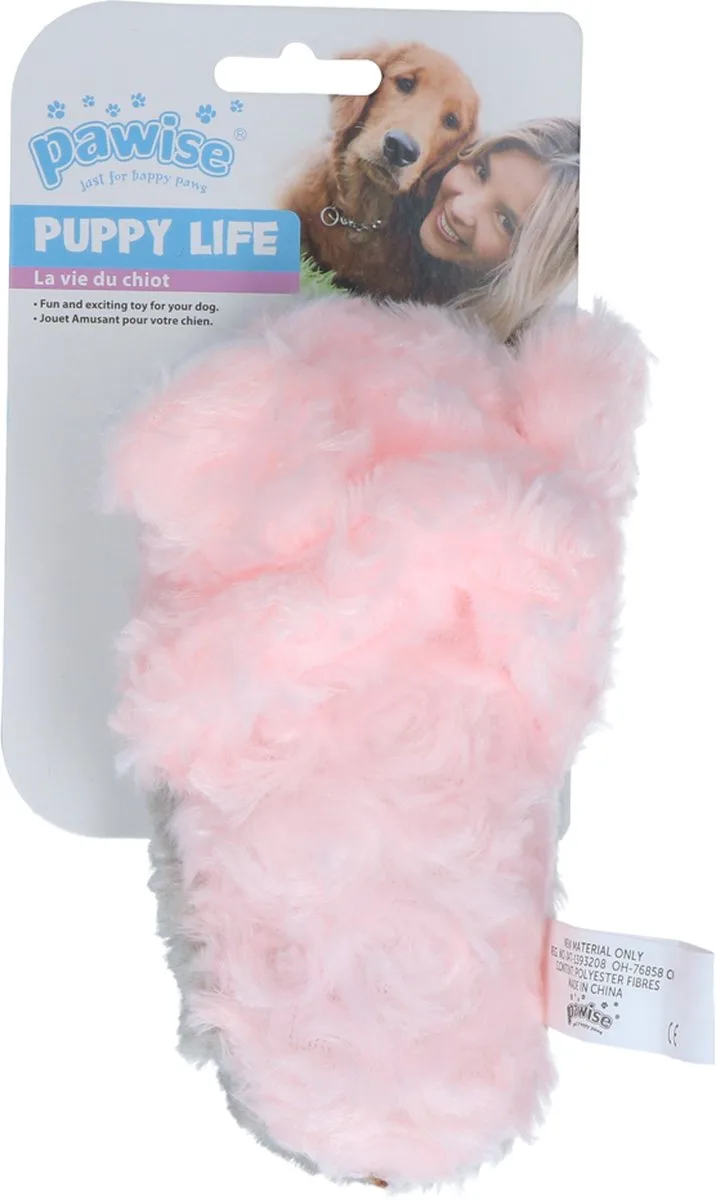 Puppy Hondenknuffel My Slipper – Hondenspeelgoed met Pieper – Zachte Knuffel - Piepspeelgoed - Roze, blauw of paars fra Pawise i Lyserød, Blauw of paars – produktbillede