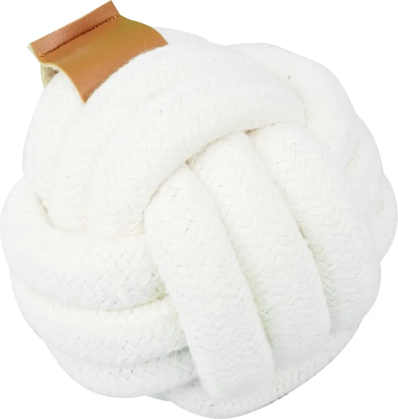 Speelgoedbal met Handvat - hondenbal met lus om aan te trekken - hondenspeelgoed van hoogwaardig materiaal - 24 cm lang de Pawise en Blanc – photo produit