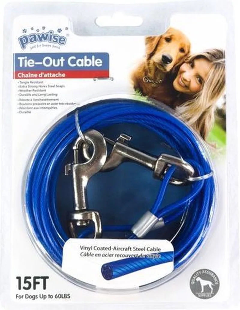 Tie-out Cable 7 m - Hondenriem - Aanleglijn voor Hond - Extra sterke honden riem de Pawise – photo produit