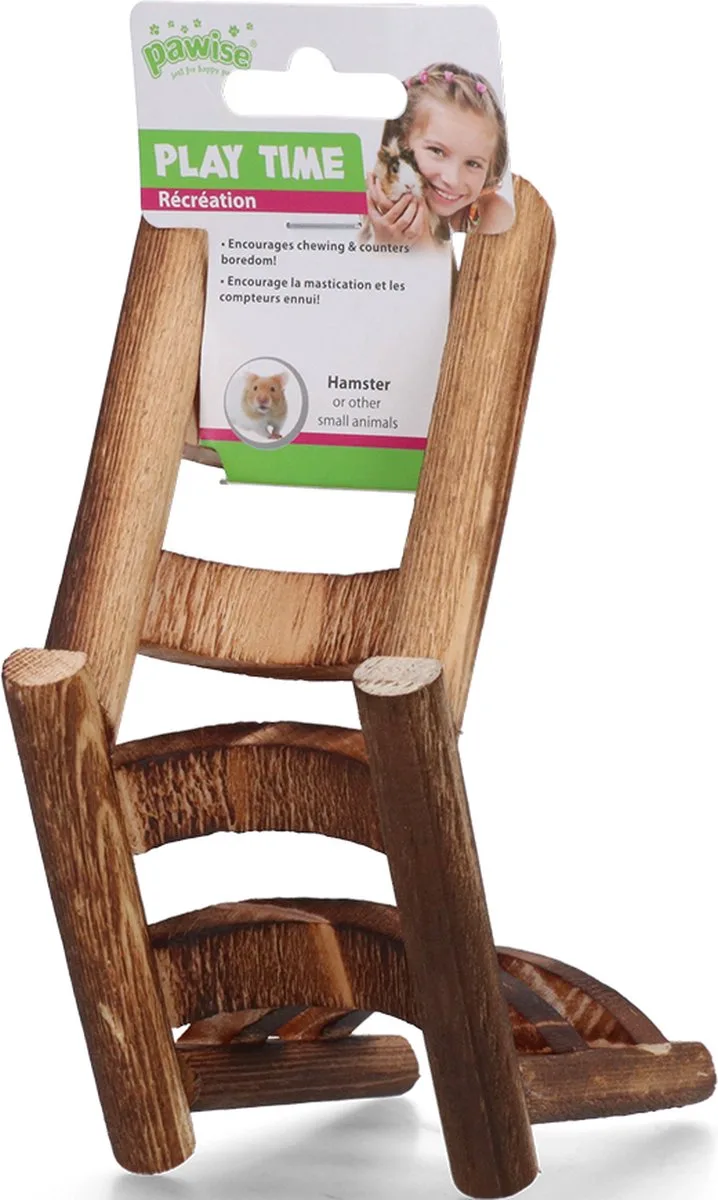 WD Ladder Toy – Klim- en knaag brug voor hamsters – Hamsterspeelgoed – Ladder voor in de hamsterkooi – Voor lichamelijke beweging – Hout – H7xL20xB8cm de Pawise en Marron – photo produit