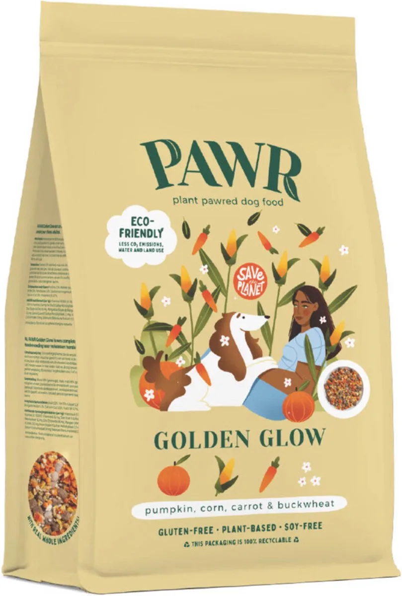 9x PAWR Plantaardig Hondenvoer Golden Glow 750 gr van PAWR – productfoto