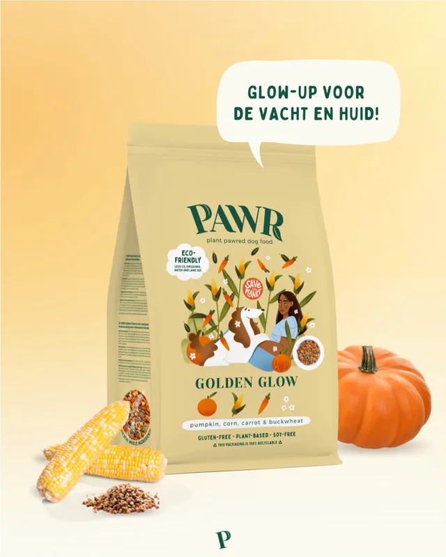 Plantaardig Golden Glow - Hondenvoer - Pompoen Mais Wortel 750 g Glutenvrij - Sojavrij