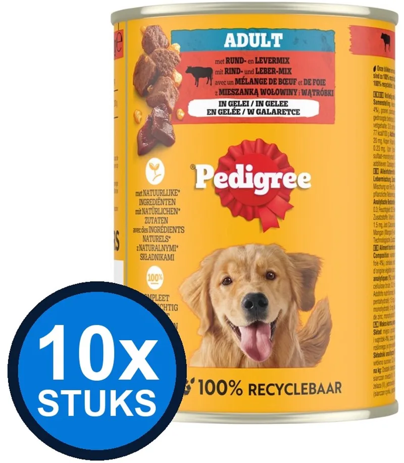 10x Pedigree - Adult Rund in Gelei - Hondenvoer Natvoer - 400 g de Pedigree – photo produit
