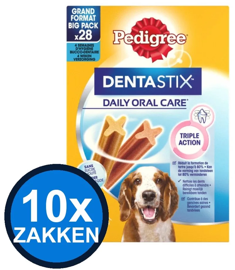 10x Pedigree - Dentastix Medium Multipack 28-pack - Hondensnacks - 720 g de Pedigree – photo produit