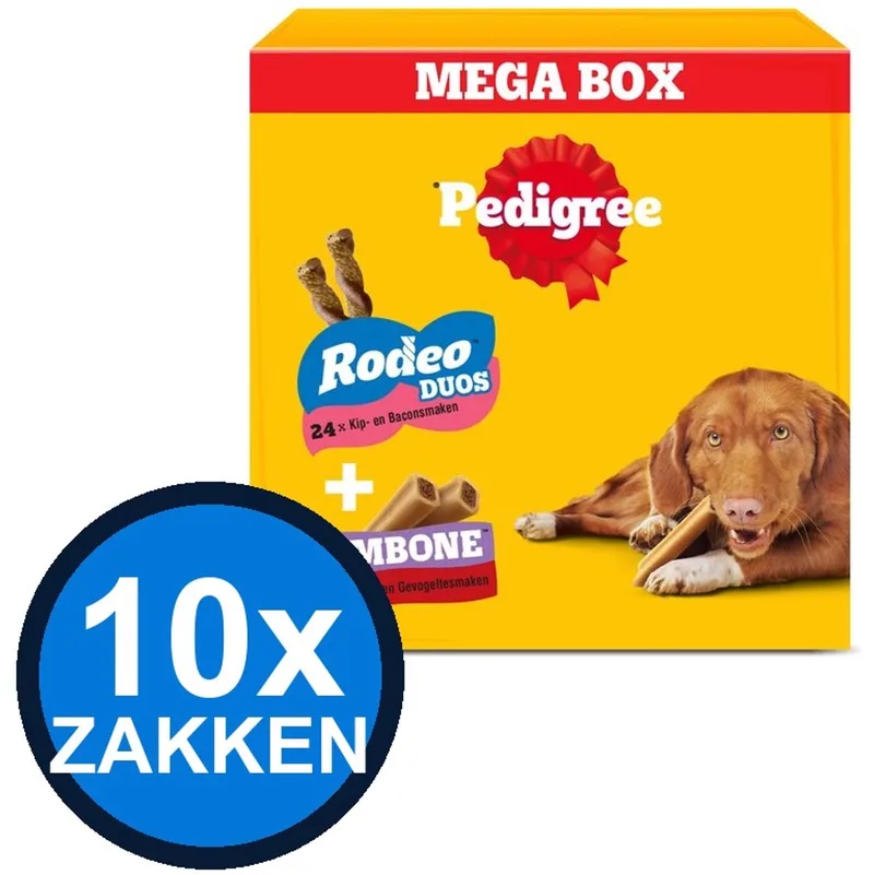10x Pedigree - Rodeo Jumbone Megabox - Hondensnacks - 780 g de Pedigree – photo produit