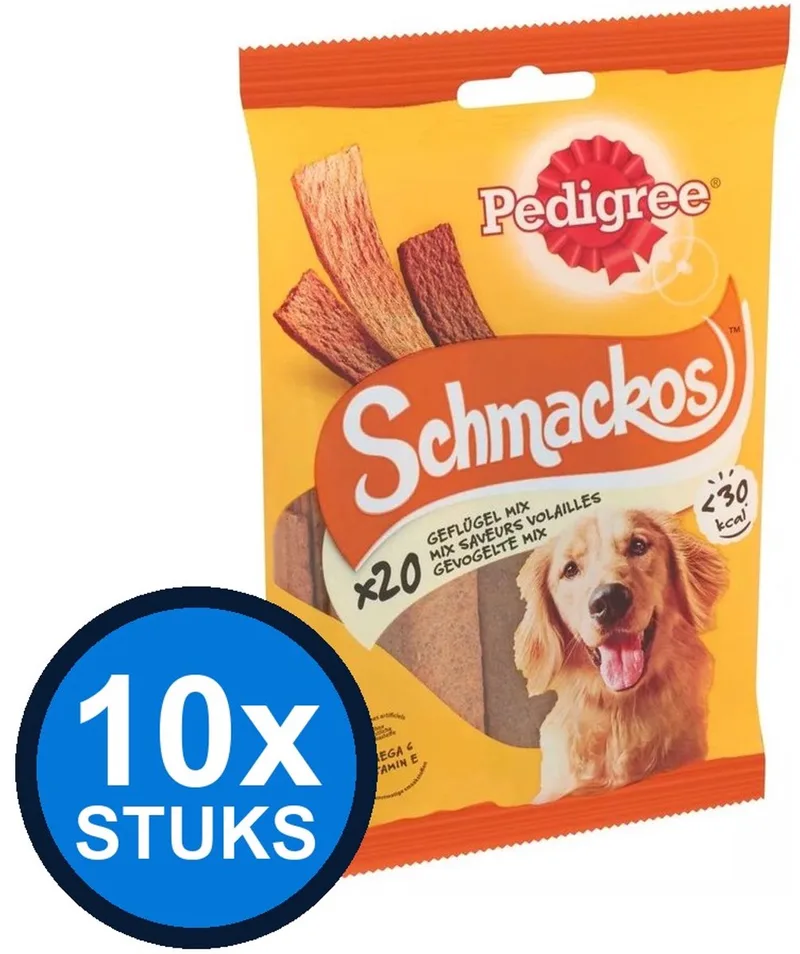 10x Pedigree - Schmackos Gevogelte - Hondensnacks - 144 g de Pedigree – photo produit