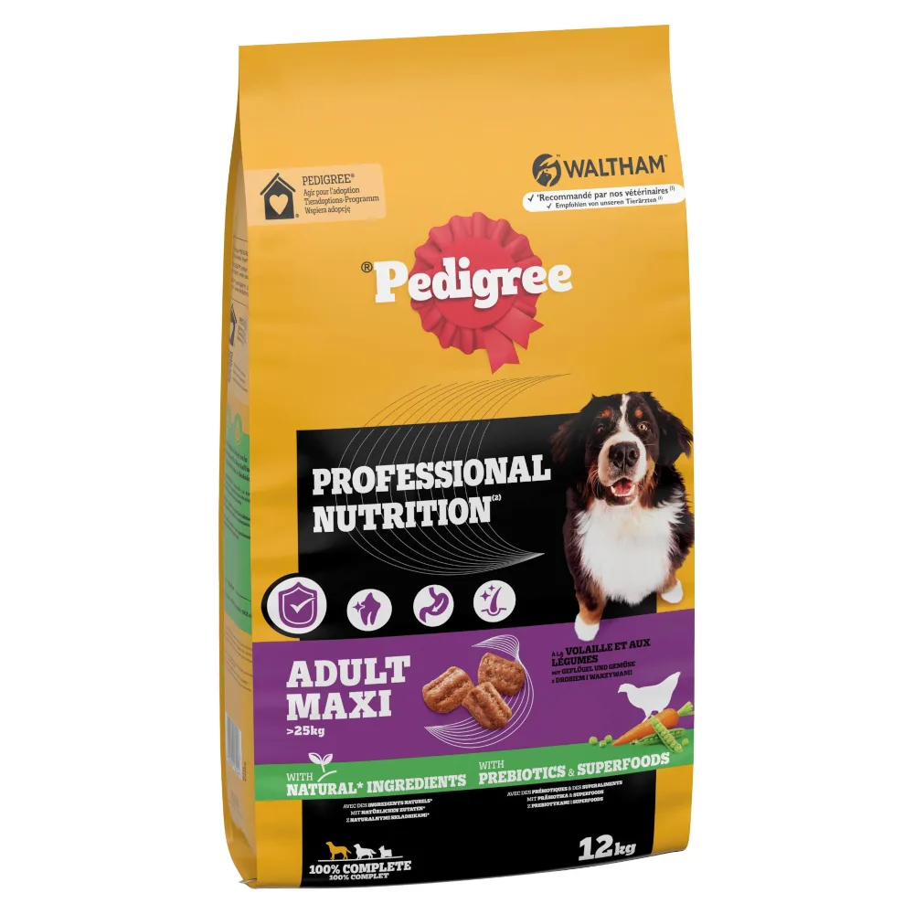 12 kg Pedigree Professional Nutrition Adult Maxi >25 kg met gevogelte & groente droogvoer voor honden by Pedigree – product photo