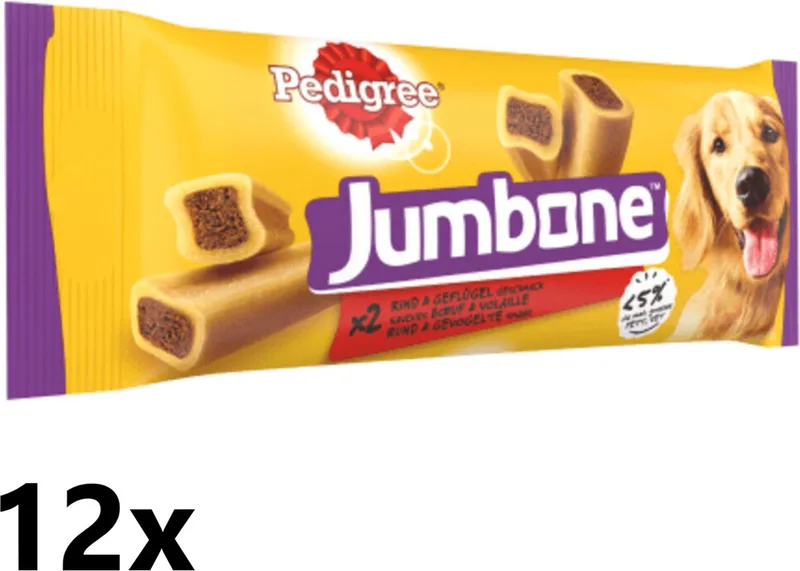 12x Pedigree - Jumbone Medium Rund & Gevogelte - Hondensnacks - 180 g de Pedigree – photo produit