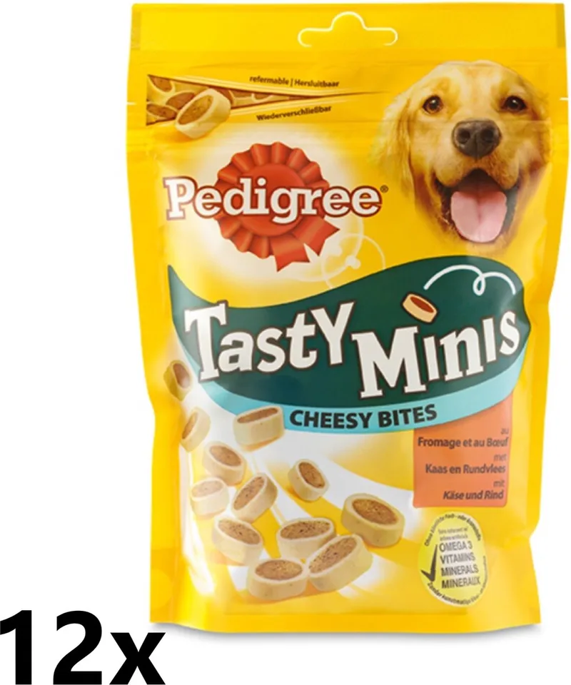 12x Pedigree - Tasty Minis Cheesy Bites Kaas & Rund - Hondensnacks - 140 g by Pedigree – product photo