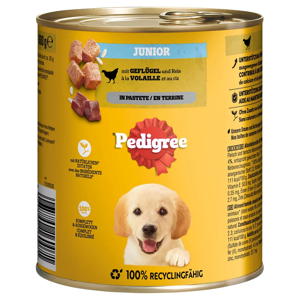 12x800g Junior Gevogelte in Paté Pedigree Classic natvoer voor honden van Pedigree – productfoto