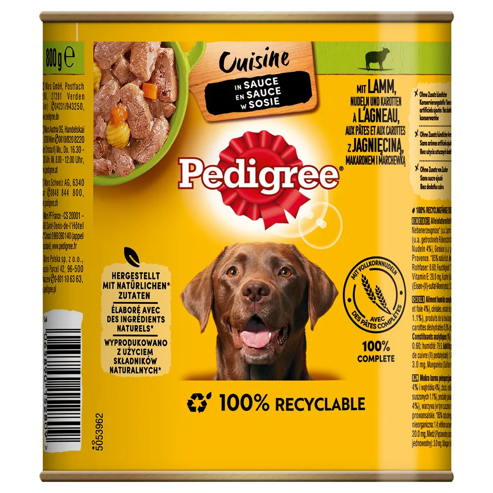 12x800g Lam & Wortelen in saus Pedigree Classic natvoer voor honden by Pedigree – product photo