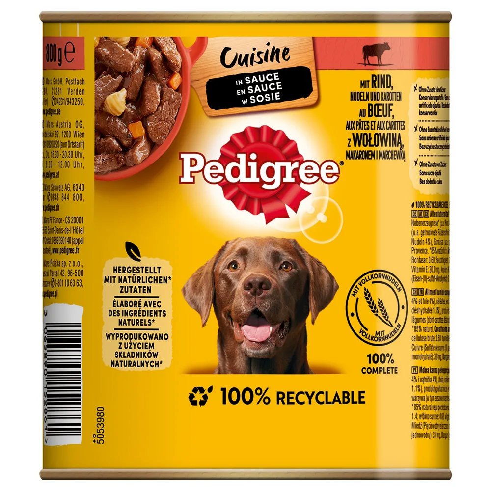 12x800g Rundvlees & Wortelen in saus Pedigree Classic natvoer voor honden by Pedigree – product photo