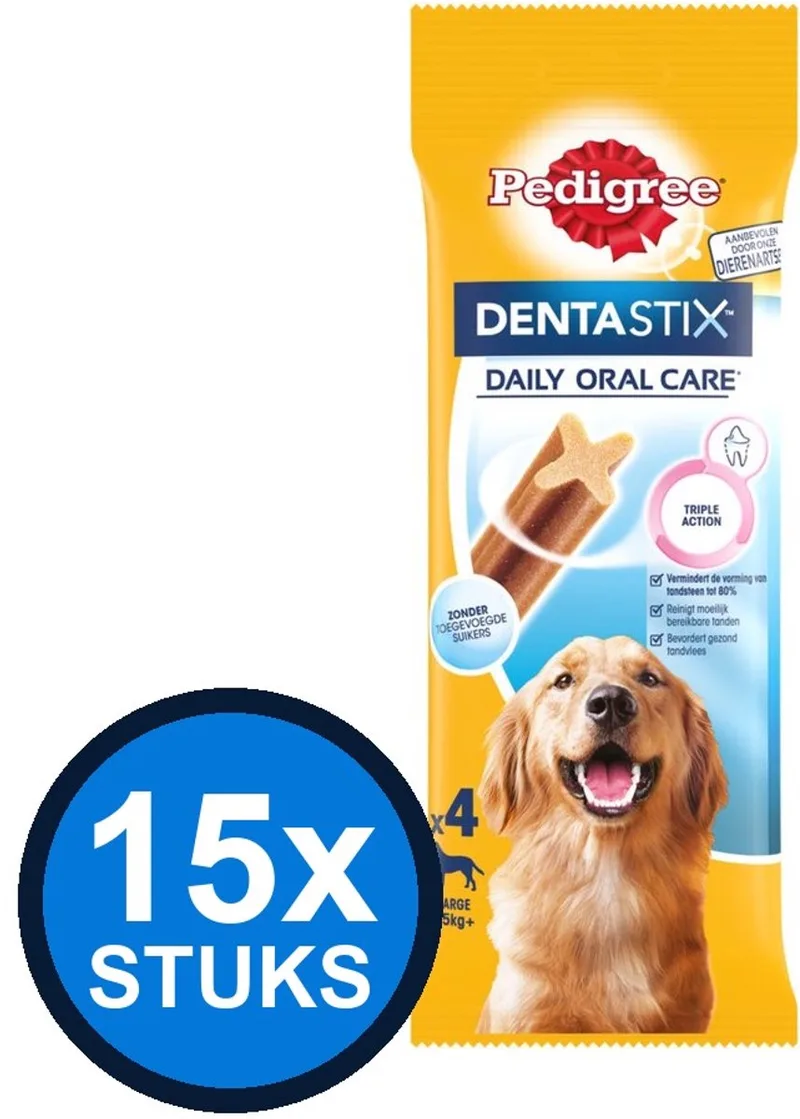 15x Pedigree - Dentastix Maxi Single 4-pack - Hondensnacks - 154 g de Pedigree – photo produit