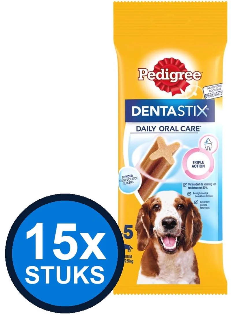 15x Pedigree - Dentastix Medium Single 5-pack - Hondensnacks - 128 g by Pedigree – product photo