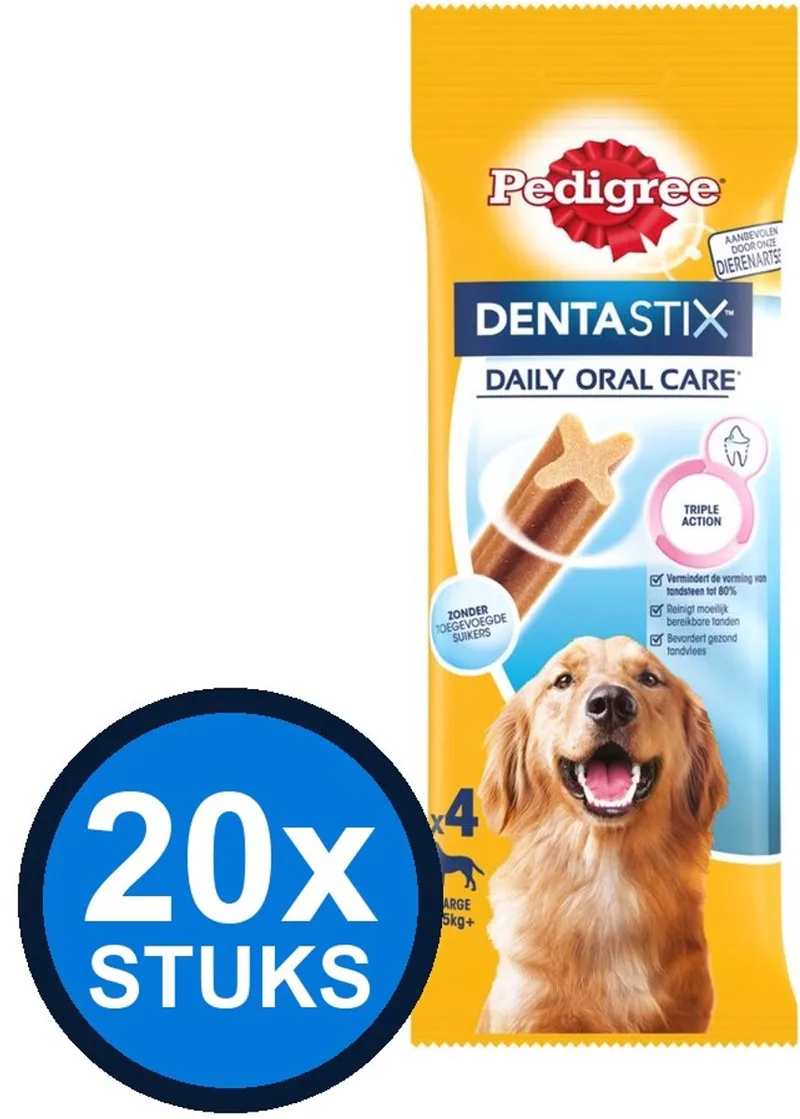 20x Pedigree - Dentastix Maxi Single 4-pack - Hondensnacks - 154 g von Pedigree – Produktfoto