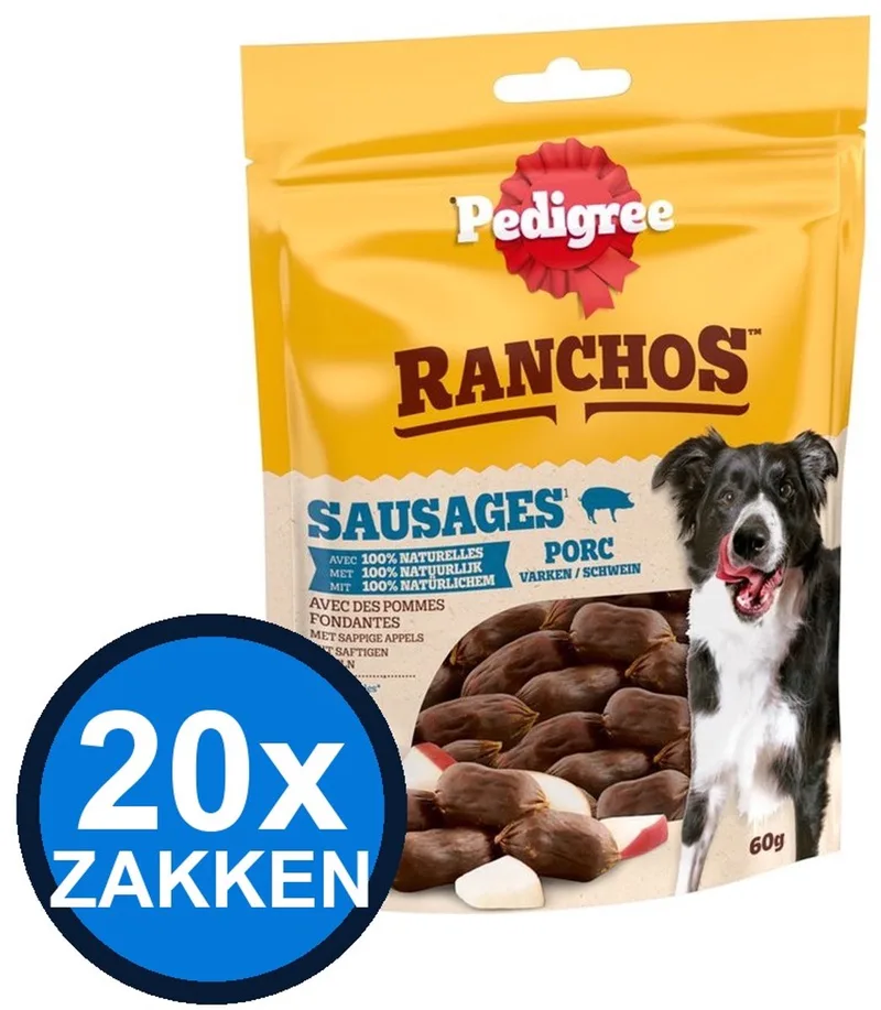 20x Pedigree - Ranchos Sausages Varken - Hondensnacks - 60 g by Pedigree – product photo