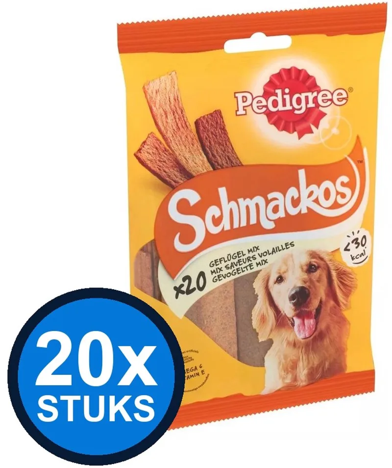 20x Pedigree - Schmackos Gevogelte - Hondensnacks - 144 g de Pedigree – photo produit