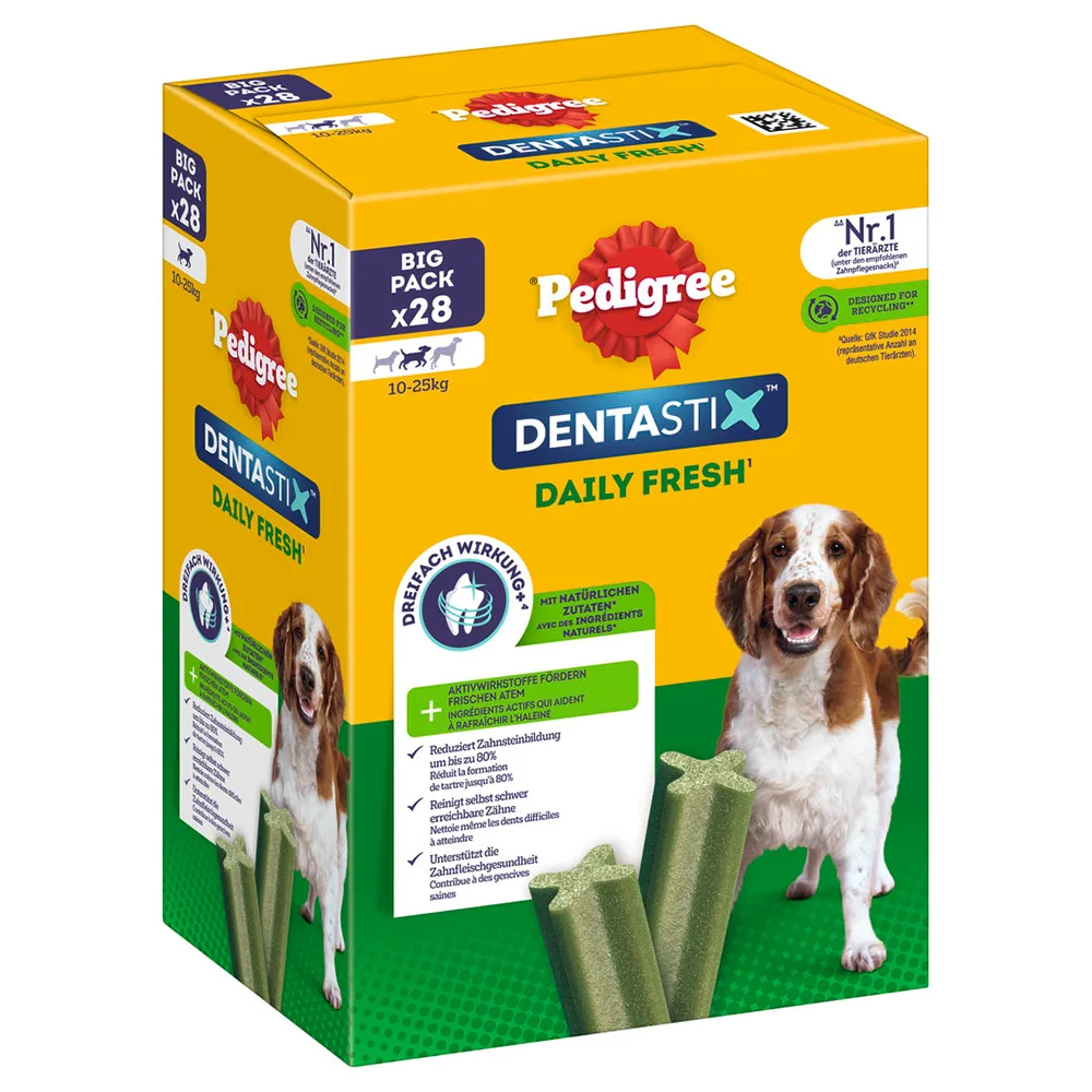 28 stuks voor Middelgrote Honden Fresh Dagelijks Fris Pedigree Dentastix Hondensnacks van Pedigree – productfoto