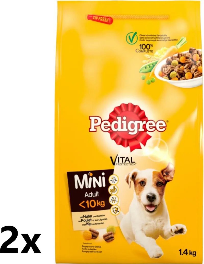 2x Pedigree - Adult Mini Kip - Hondenvoer Droogvoer - 1,4 kg von Pedigree – Produktfoto
