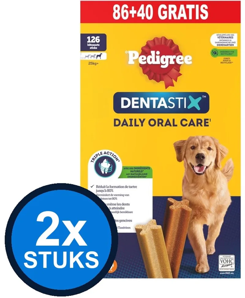 2x Pedigree - Dentastix Maxi 86+40 - Hondensnacks - 4,86 kg de Pedigree – photo produit