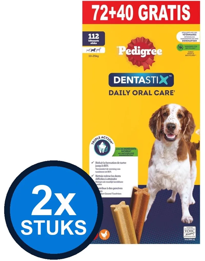 2x Pedigree - Dentastix Medium 72+40 - Hondensnacks - 2,88 kg de Pedigree – photo produit