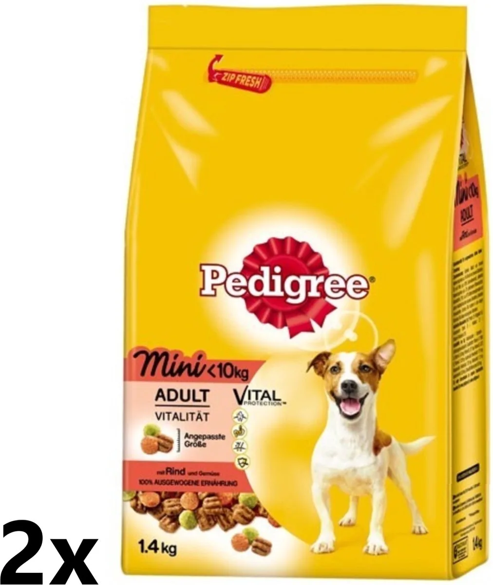 2x Pedigree - Droogvoer met Rund & Groenten - Mini Adult - 1,4kg van Pedigree – productfoto