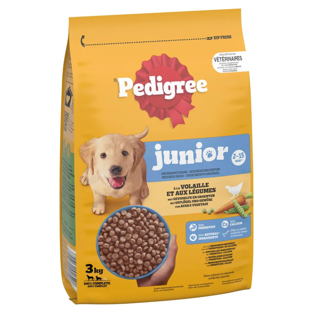 3 x 3 kg Pedigree Junior Gevogelte & Groente hondenvoer droog van Pedigree – productfoto