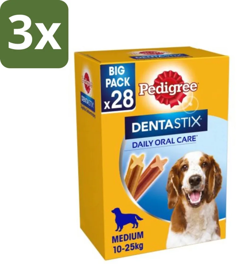3 x Pedigree - Dentastix - Medium - Multipack - 28 Stix - 720 Gram - Hondensnacks - Tanden Reinigen - Tandplak Verminderen - Gezonde Mondhygiëne - Hondentandplak de Pedigree – photo produit