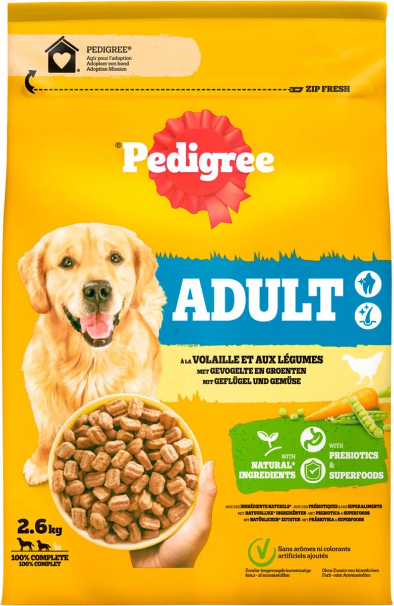 3x Pedigree Adult Hondenvoer Hondenbrokken Kip 2,6 kg de Pedigree – photo produit