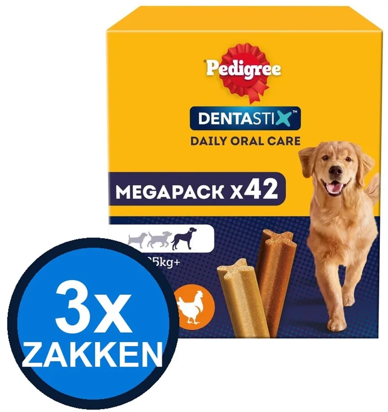 3x Pedigree - Dentastix Maxi Multipack 42-pack - Hondensnacks - 1,62 kg von Pedigree – Produktfoto