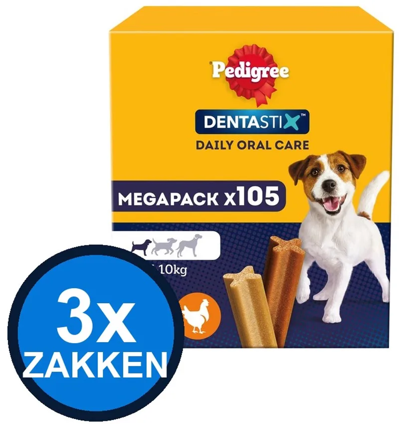3x Pedigree - Dentastix Mini Mega Pack Multipack 105-pack - Hondensnacks - 15x110g by Pedigree – product photo
