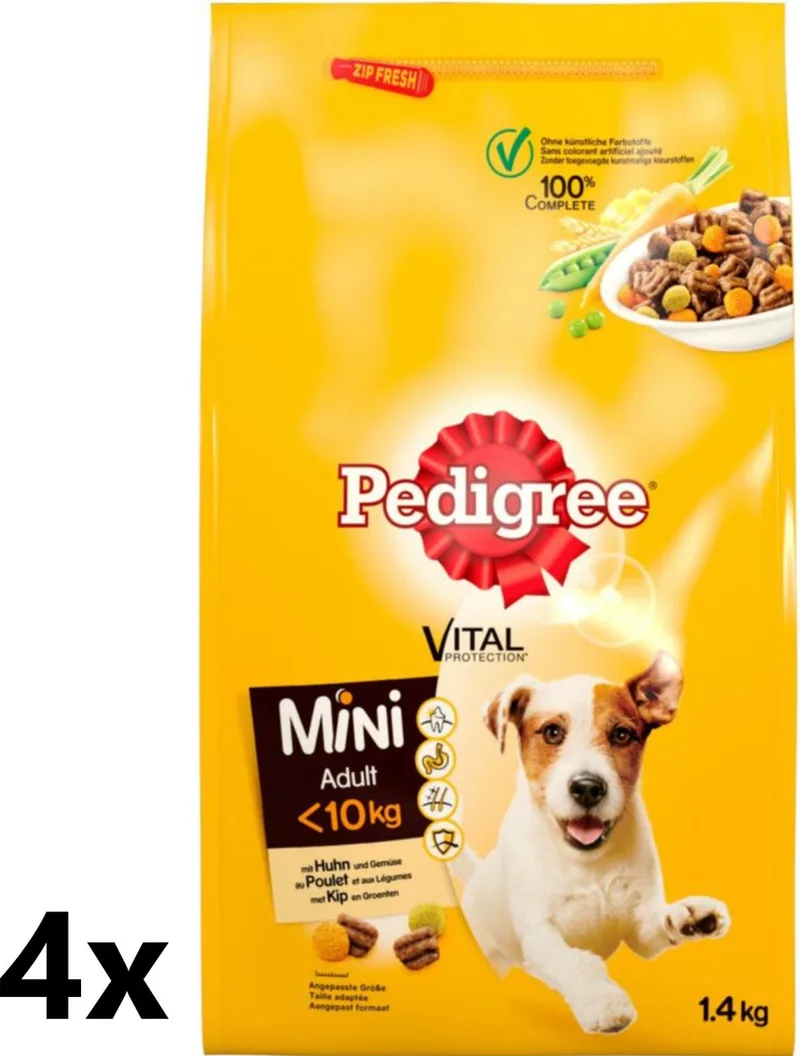 4x Pedigree - Adult Mini Kip - Hondenvoer Droogvoer - 1,4 kg de Pedigree – photo produit