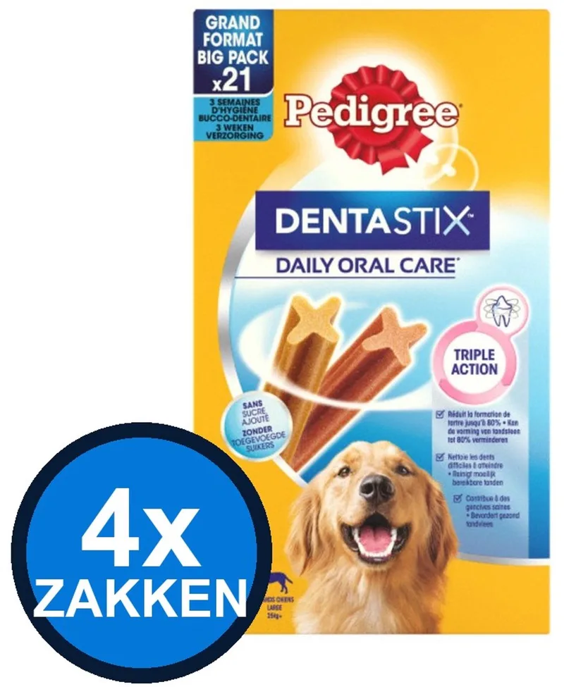 4x Pedigree - Dentastix Maxi Multipack 21-pack - Hondensnacks - 810 g de Pedigree – photo produit