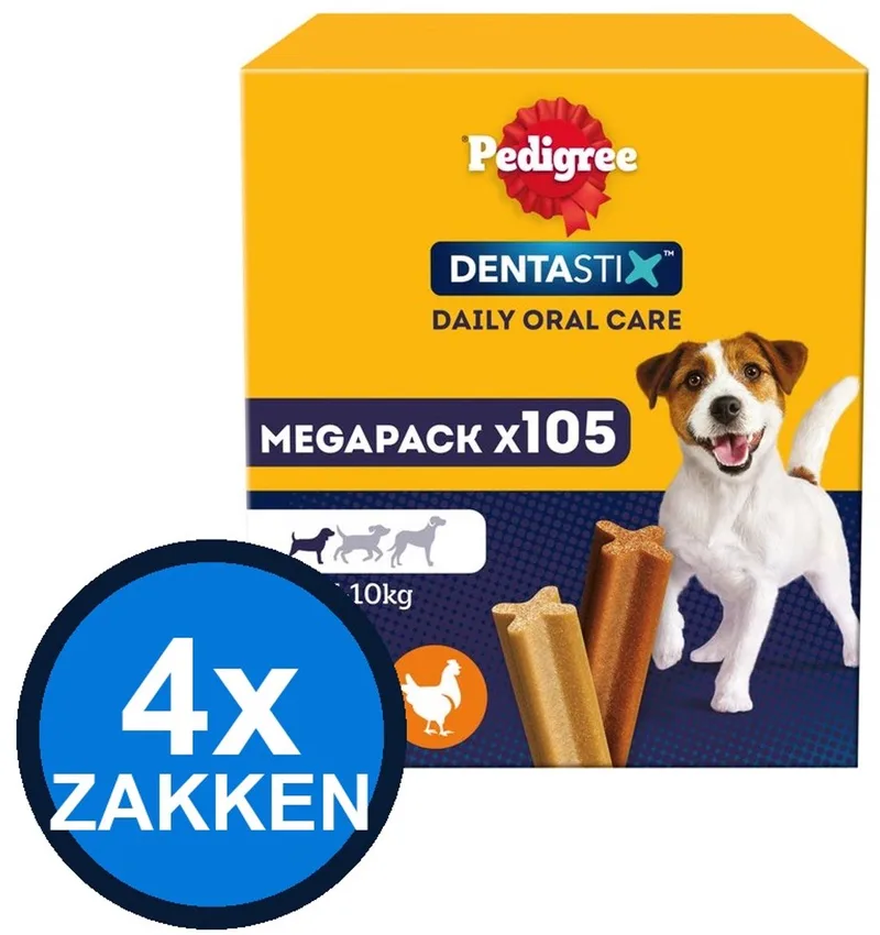 4x Pedigree - Dentastix Mini Mega Pack Multipack 105-pack - Hondensnacks - 15x110g by Pedigree – product photo