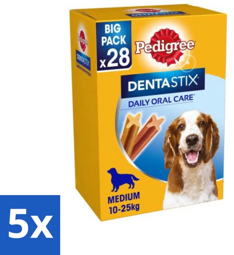 5 x Pedigree - Dentastix - Medium - Multipack - 28 Stix - 720 Gram - Hondensnacks - Tanden Reinigen - Tandplak Verminderen - Gezonde Mondhygiëne - Hondentandplak de Pedigree – photo produit