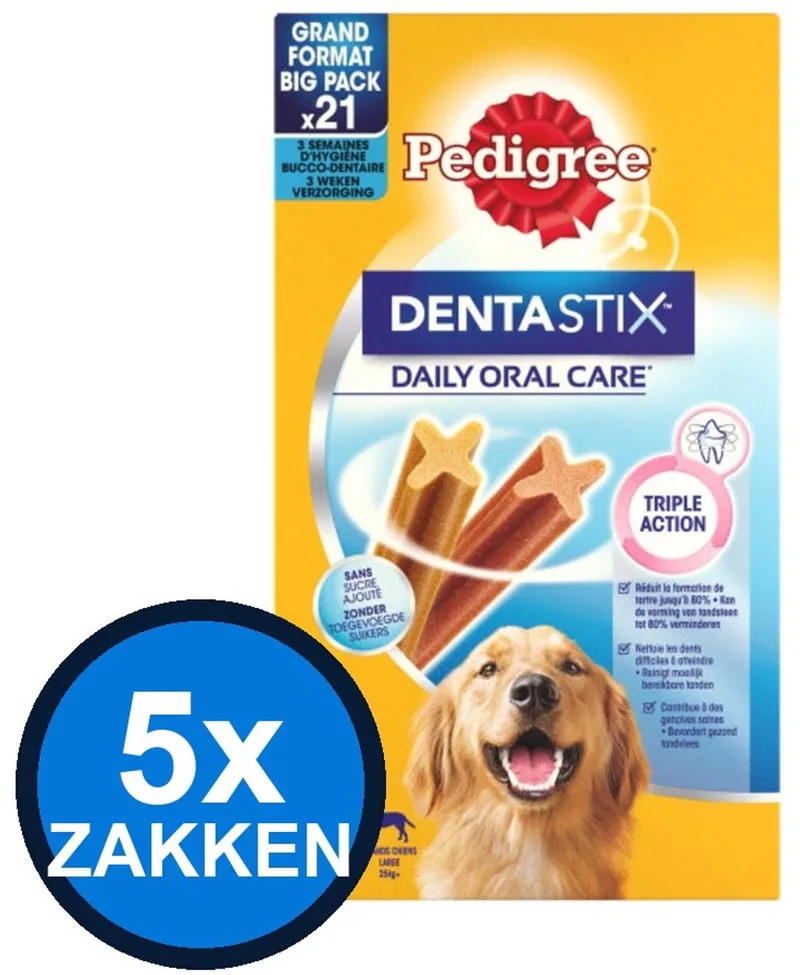 5x Pedigree - Dentastix Maxi Multipack 21-pack - Hondensnacks - 810 g by Pedigree – product photo