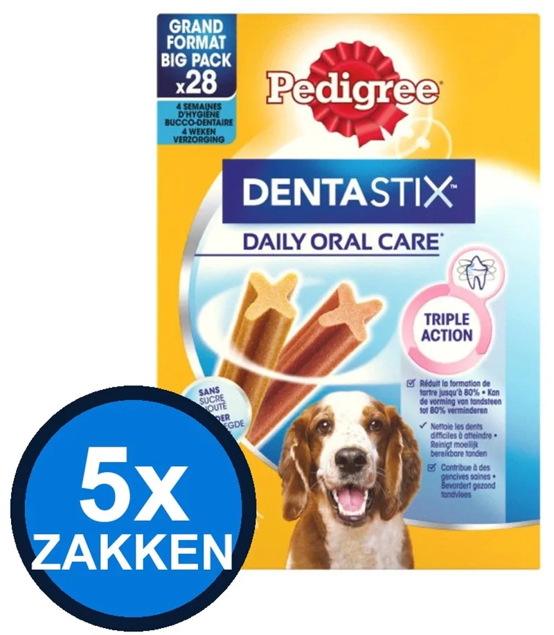 5x Pedigree - Dentastix Medium Multipack 28-pack - Hondensnacks - 720 g von Pedigree – Produktfoto