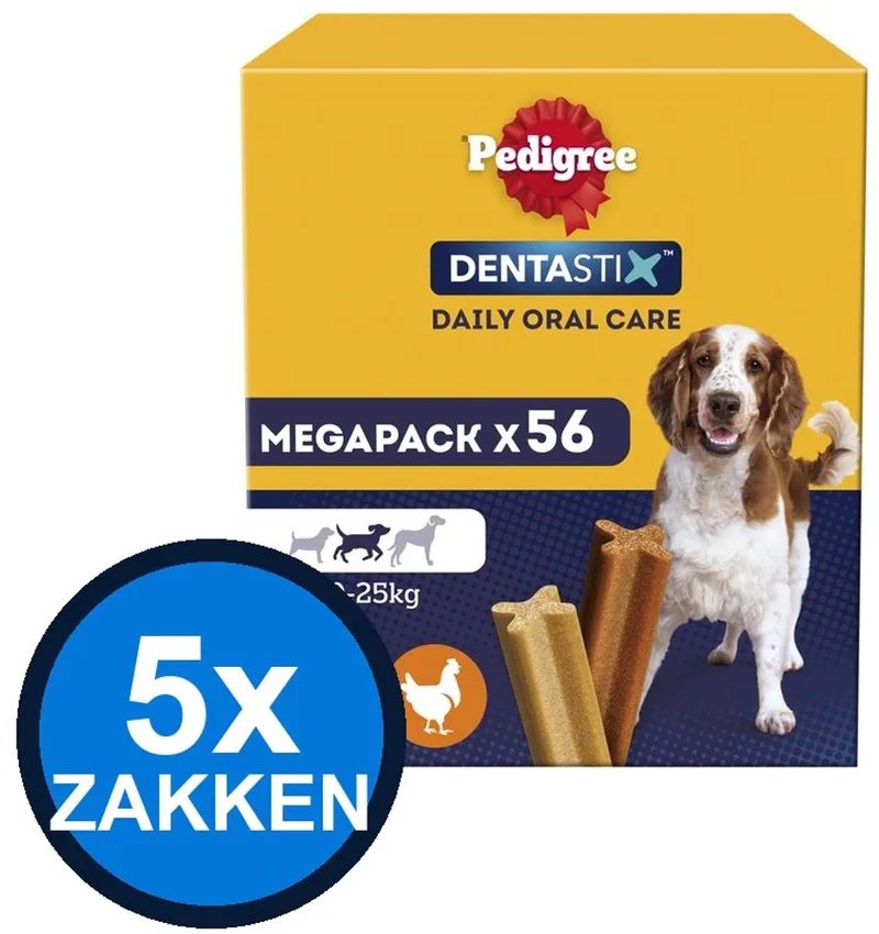5x Pedigree - Dentastix Medium Multipack 56-pack - Hondensnacks - 1,44 kg de Pedigree – photo produit