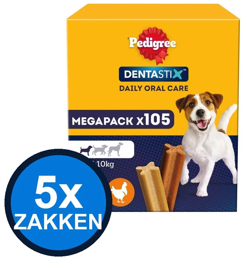 5x Pedigree - Dentastix Mini Mega Pack Multipack 105-pack - Hondensnacks - 15x110g by Pedigree – product photo