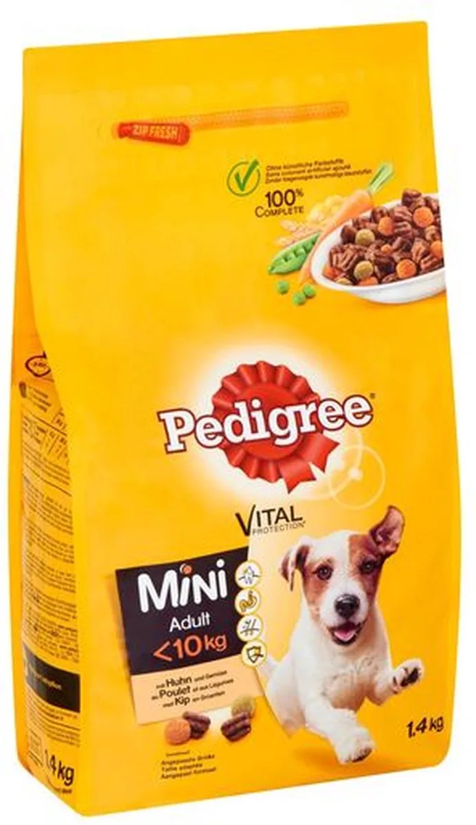 5x Pedigree - Droogvoer - Adult Mini - Kip met groenten 1.4kg (5x1,4kg) de Pedigree – photo produit