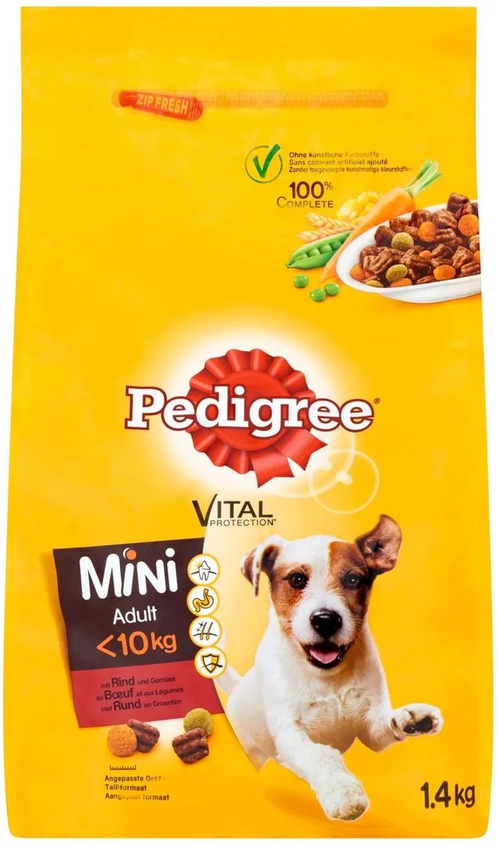 5x Pedigree - Droogvoer met Rund & Groenten - Mini Adult- 1,4kg (5x1.4kg) von Pedigree – Produktfoto